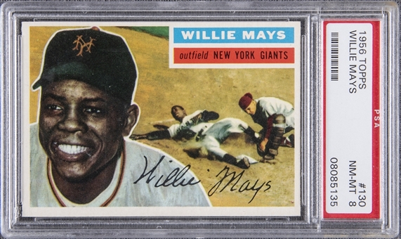 1956 Topps #130 Willie Mays – PSA NM-MT 8